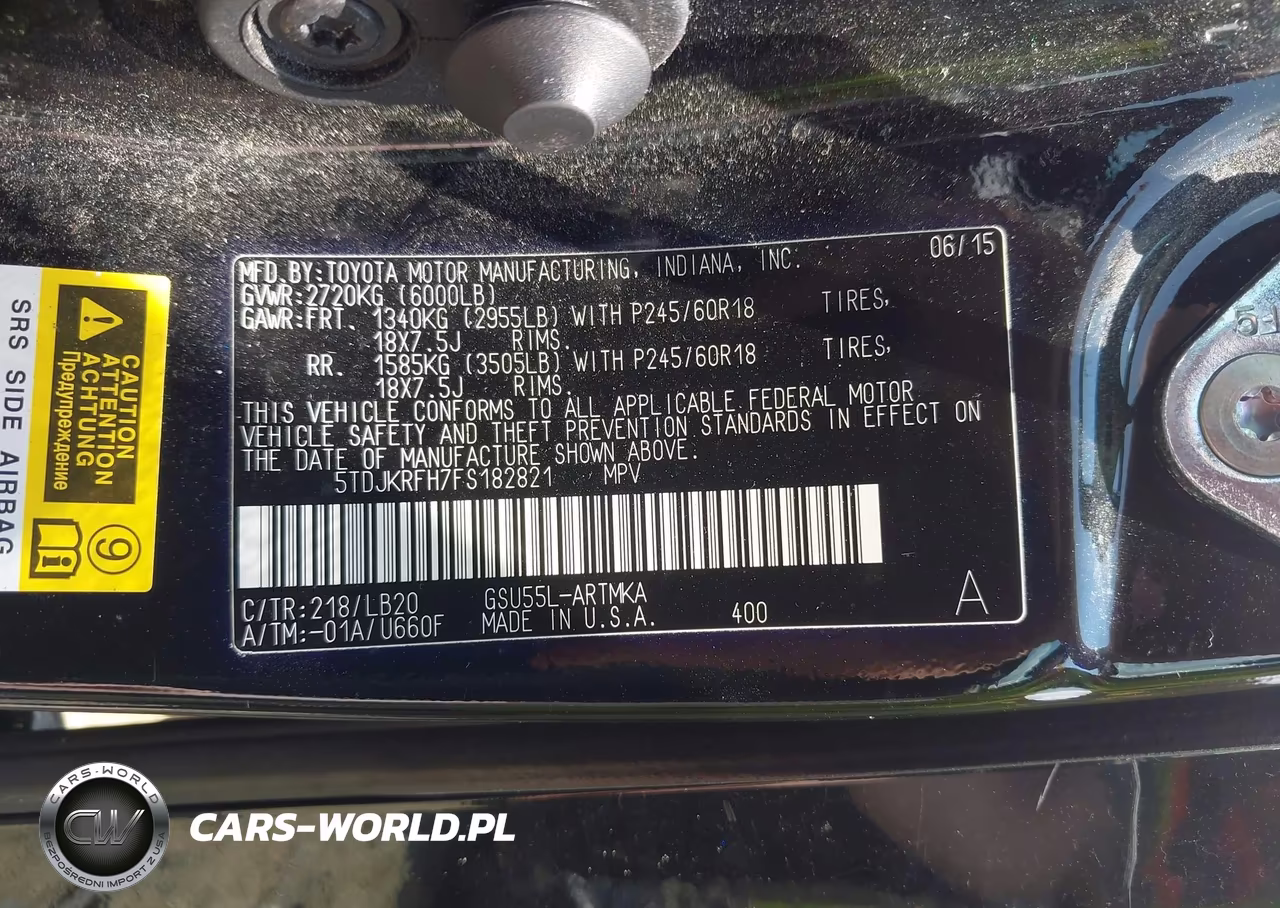2015 Toyota Highlander Xle V6 VIN:5TDJKRFH7FS182821 - 9