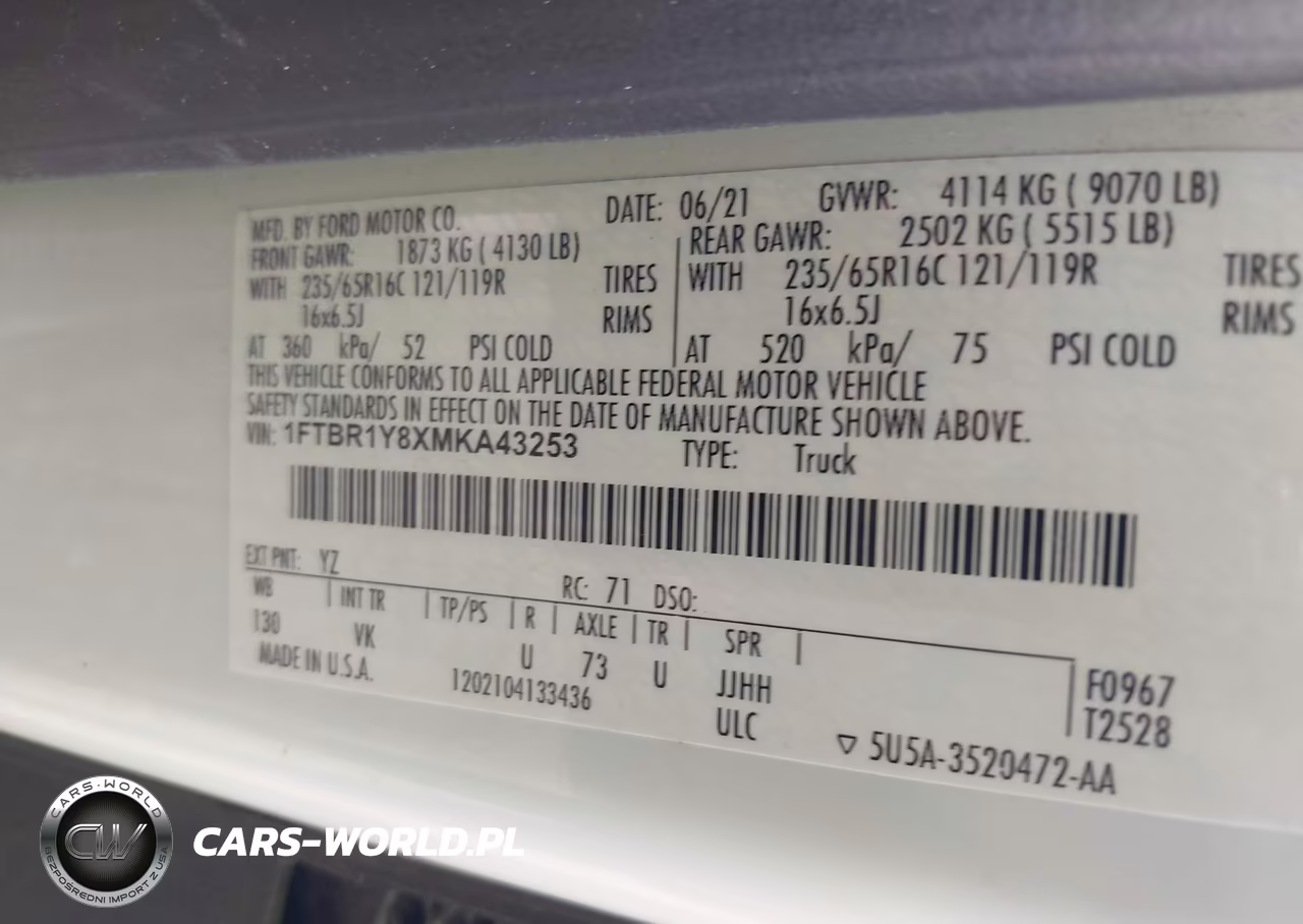 2021 Ford Transit-250 VIN:1FTBR1Y8XMKA43253 - 9