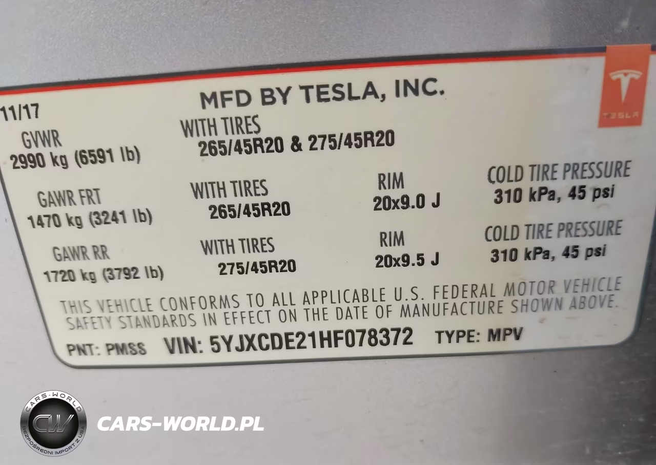 2017 Tesla Model X 100D-75D-90D VIN:5YJXCDE21HF078372 - 9