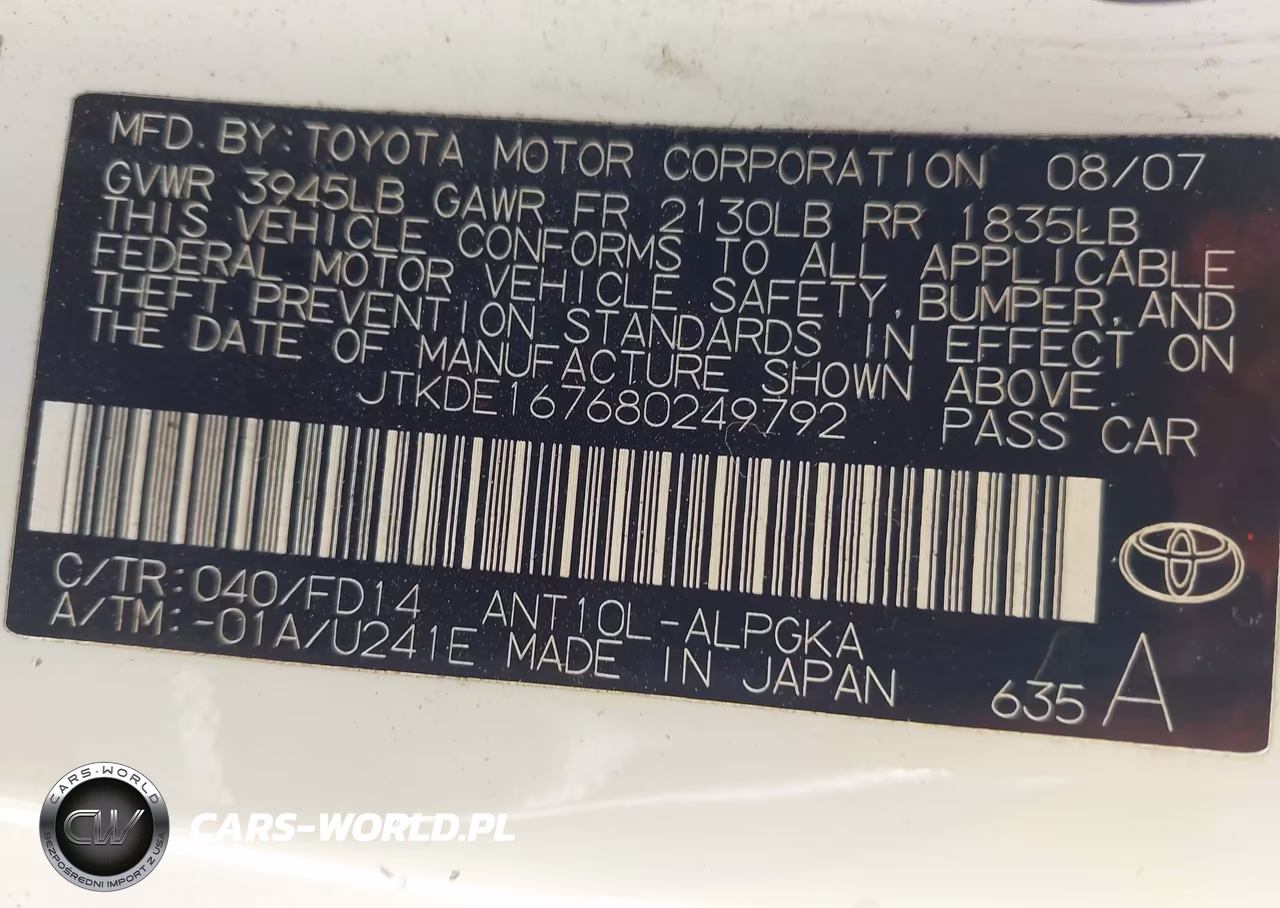 2008 Scion Tc VIN:JTKDE167680249792 - 9