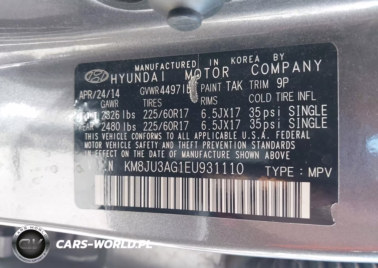 2014 Hyundai Tucson Se VIN:KM8JU3AG1EU931110 - 9
