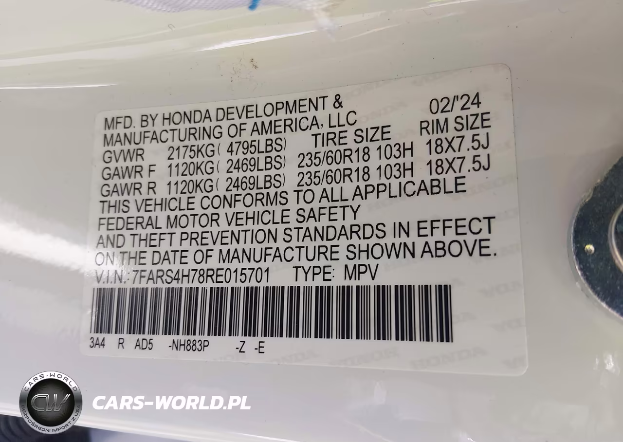 2024 Honda Cr-V Ex-L Awd VIN:7FARS4H78RE015701 - 9
