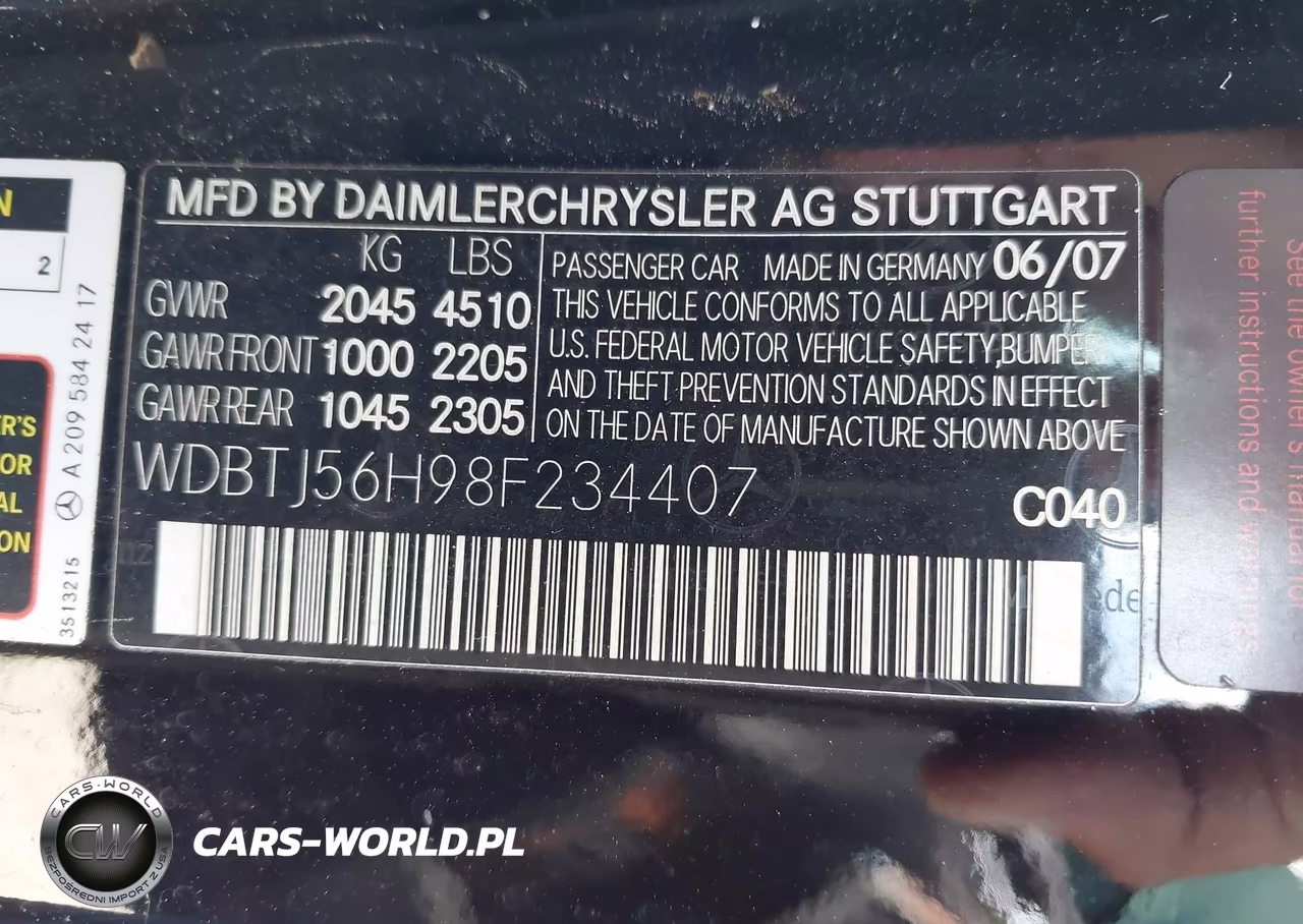2008 Mercedes-Benz Clk 350 VIN:WDBTJ56H98F234407 - 9