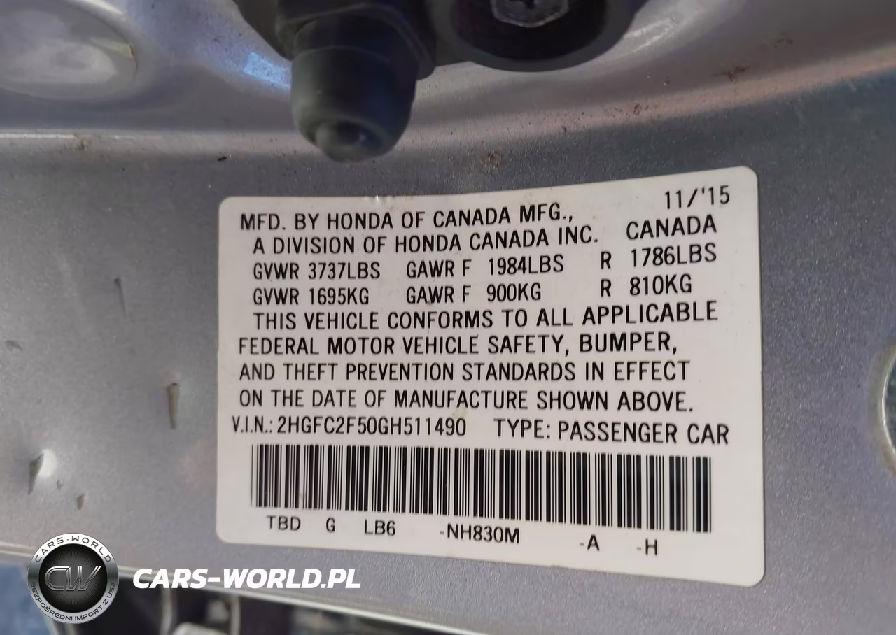 2016 Honda Civic Lx VIN:2HGFC2F50GH511490 - 9