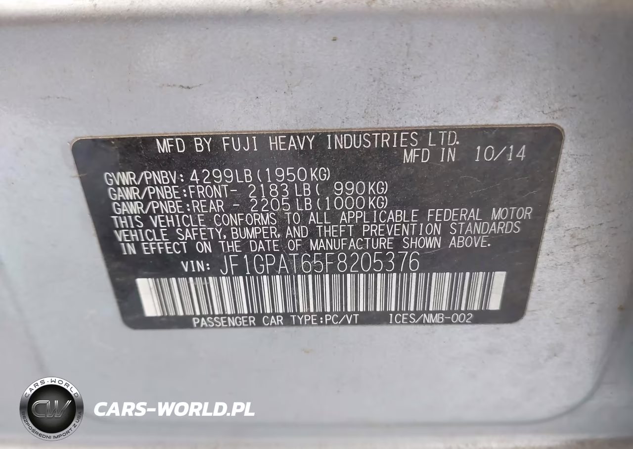 2015 Subaru Impreza 2.0I Sport Premium VIN:JF1GPAT65F8205376 - 9