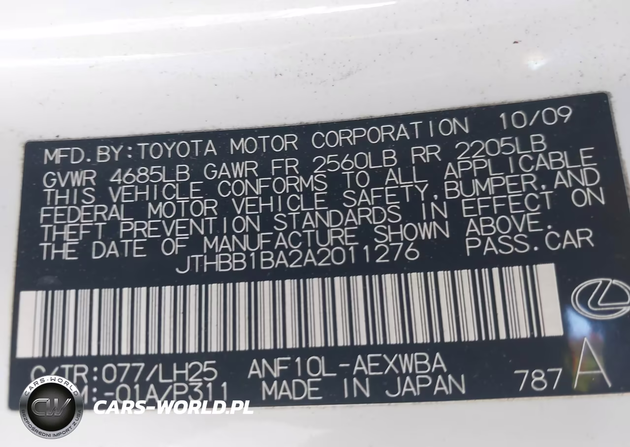 2010 Lexus Hs 250H Premium VIN:JTHBB1BA2A2011276 - 9