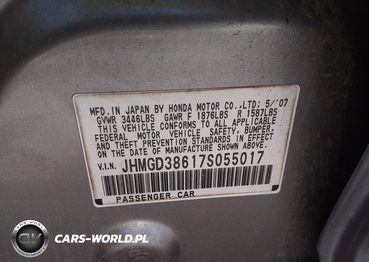 2007 Honda Fit Sport VIN:JHMGD38617S055017 - 9