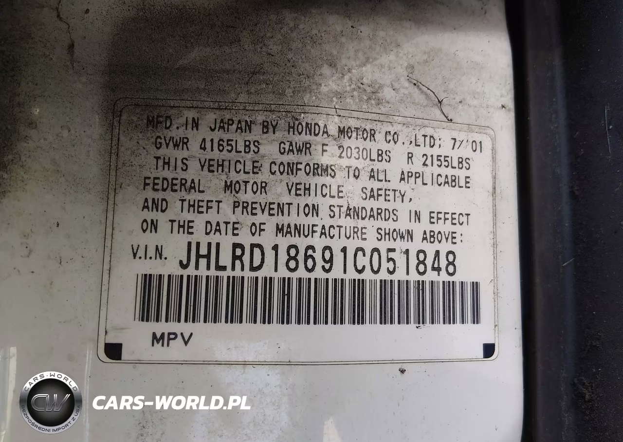 2001 Honda Cr-V Ex VIN:JHLRD18691C051848 - 9
