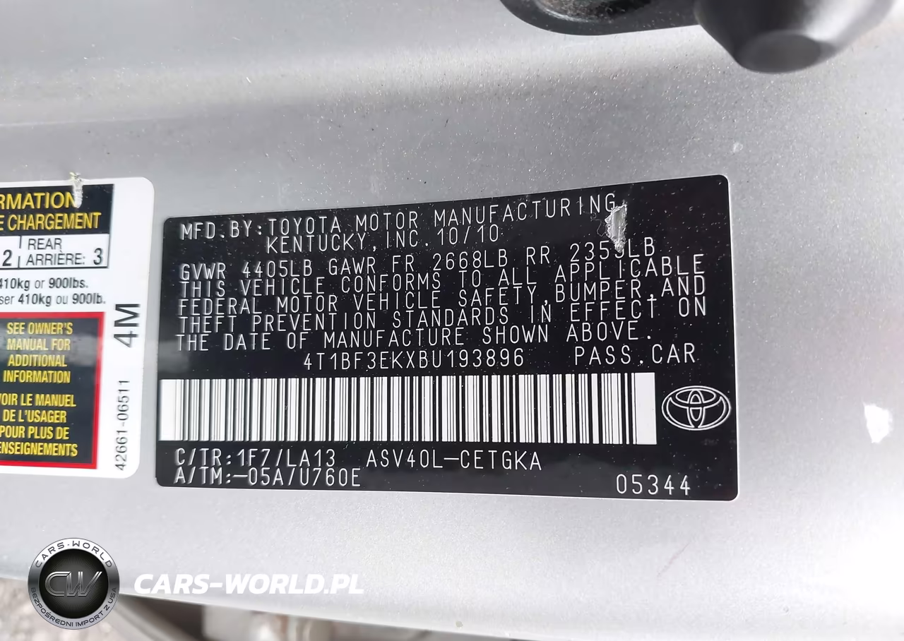 2011 Toyota Camry Xle VIN:4T1BF3EKXBU193896 - 9