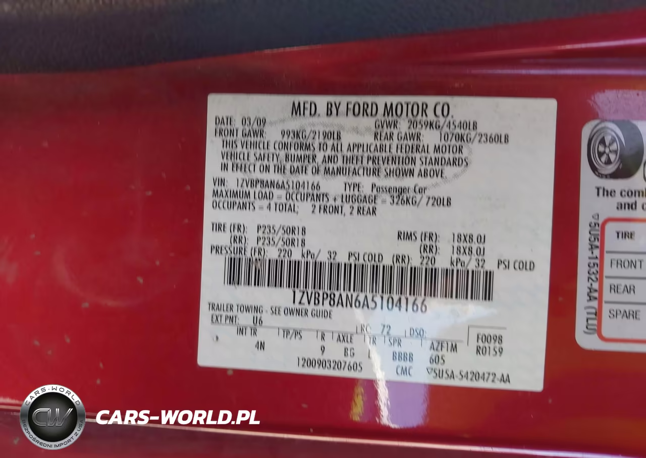 2010 Ford Mustang V6-V6 Premium VIN:1ZVBP8AN6A5104166 - 9