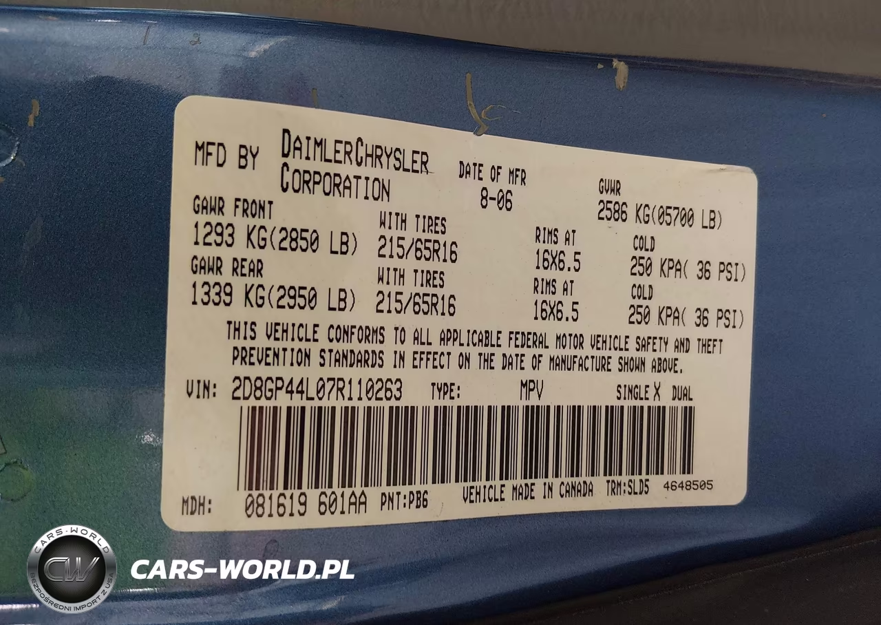 2007 Dodge Grand Caravan Sxt VIN:2D8GP44L07R110263 - 9