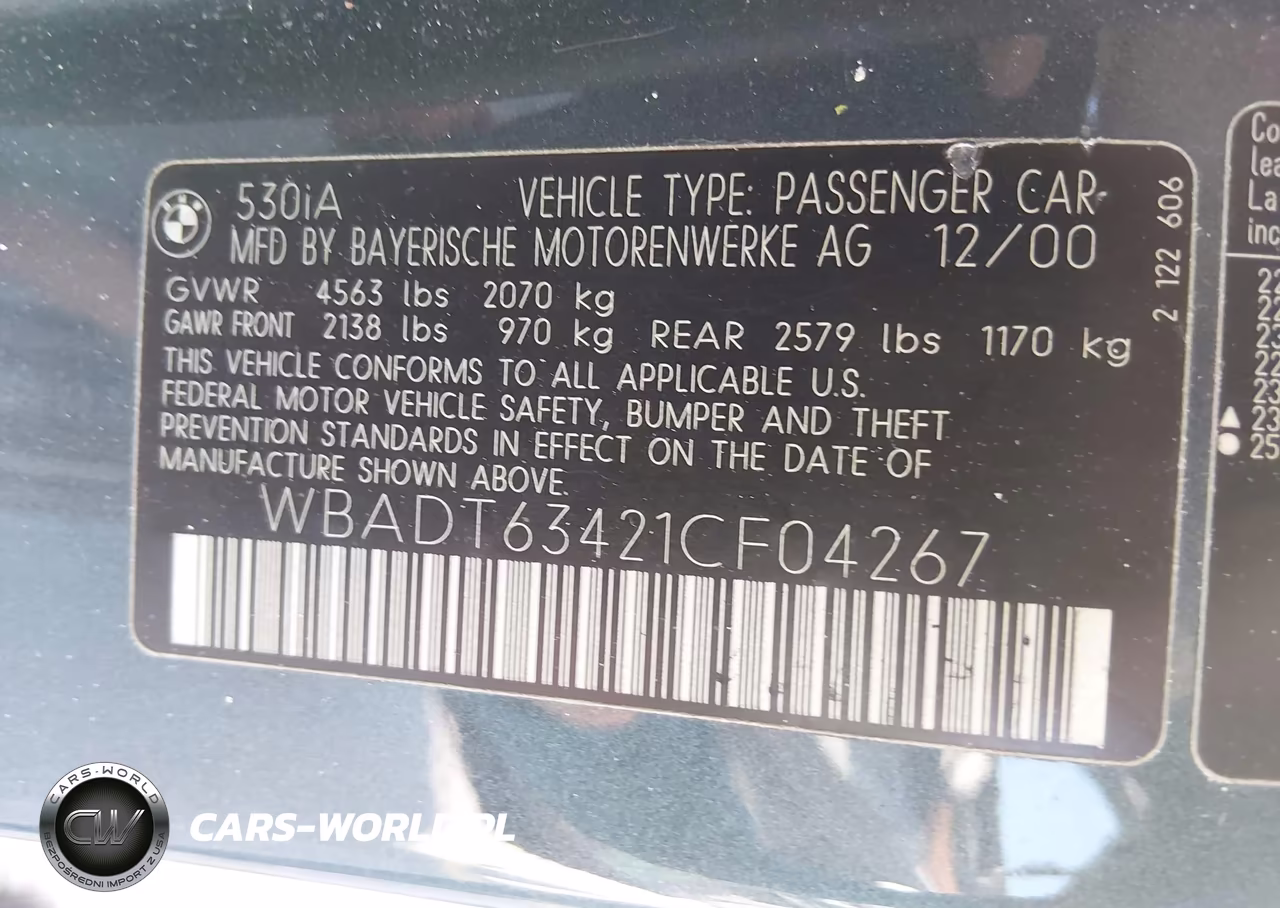 2001 BMW 530Ia VIN:WBADT63421CF04267 - 9