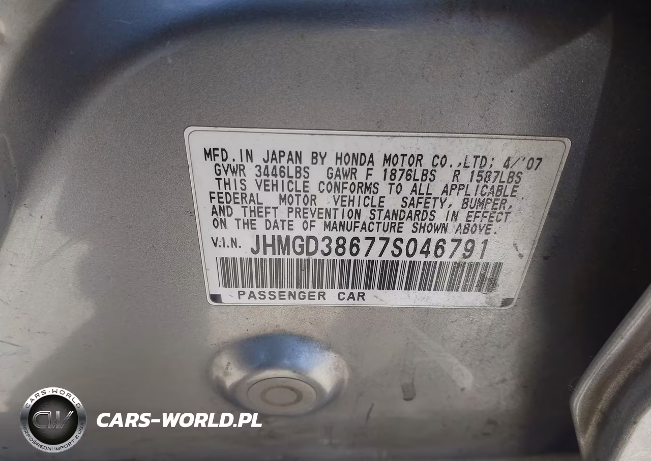 2007 Honda Fit Sport VIN:JHMGD38677S046791 - 9