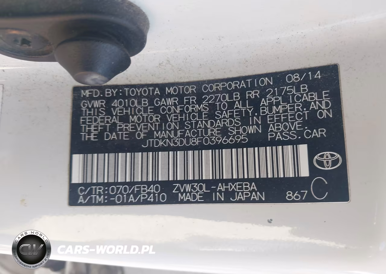 2015 Toyota Prius Two VIN:JTDKN3DU8F0396695 - 9