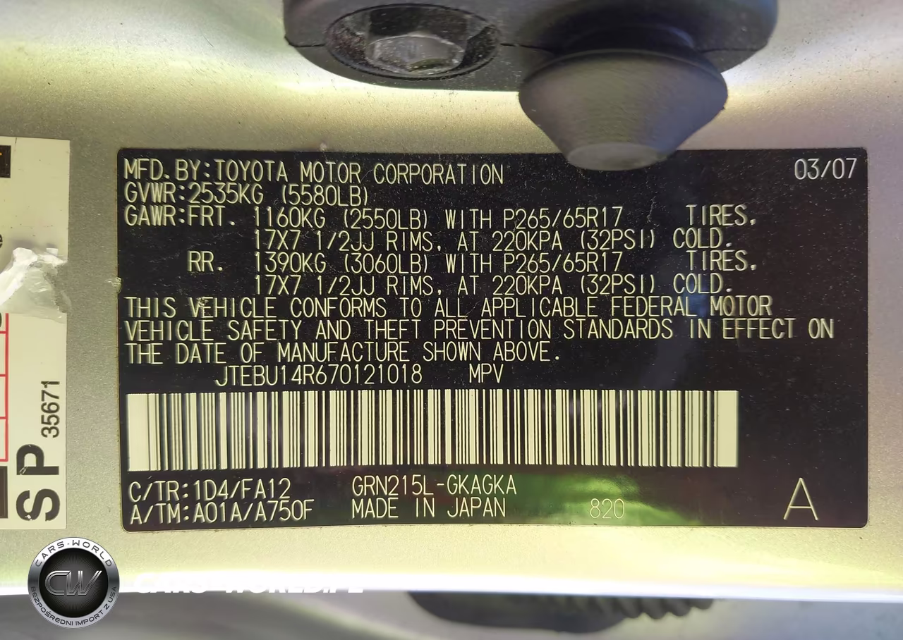 2007 Toyota 4Runner Sr5 VIN:JTEBU14R670121018 - 9
