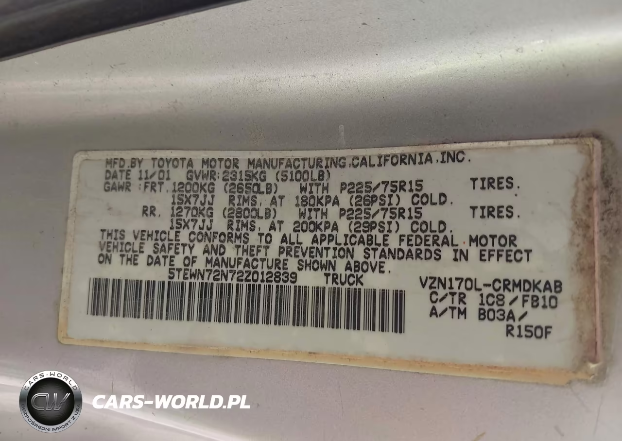2002 Toyota Tacoma Base V6 VIN:5TEWN72N72Z012839 - 9