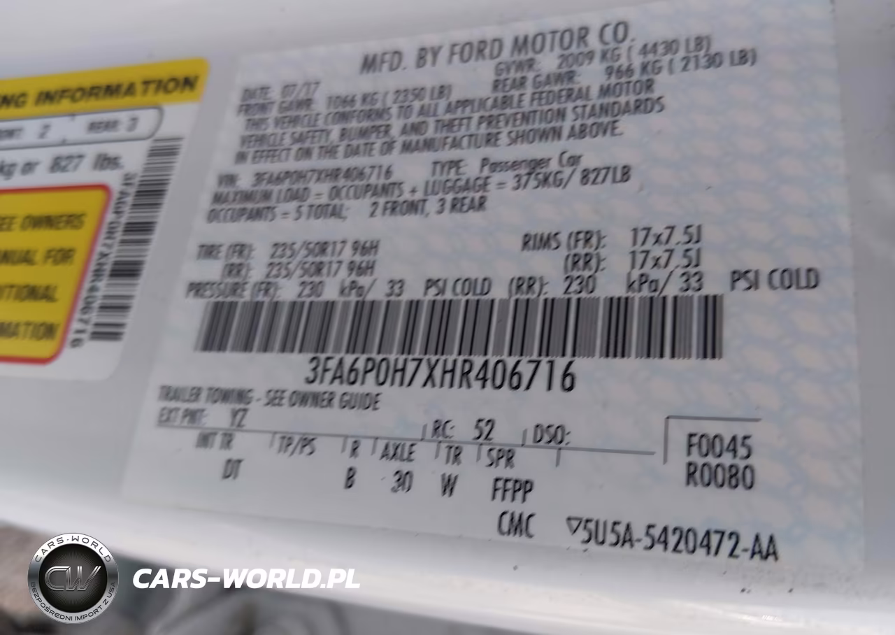 2017 Ford Fusion Se VIN:3FA6P0H7XHR406716 - 9