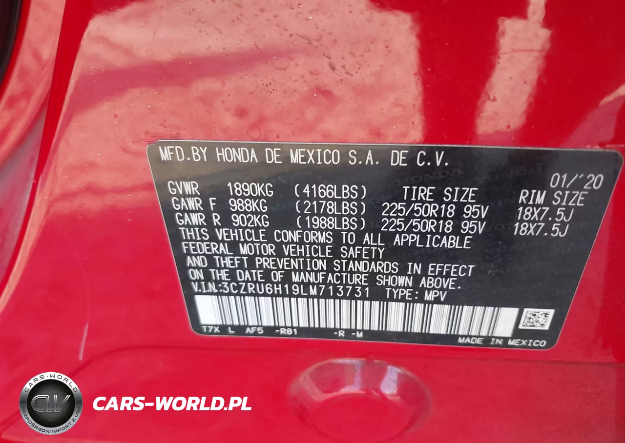 2020 Honda Hr-V Awd Sport VIN:3CZRU6H19LM713731 - 9