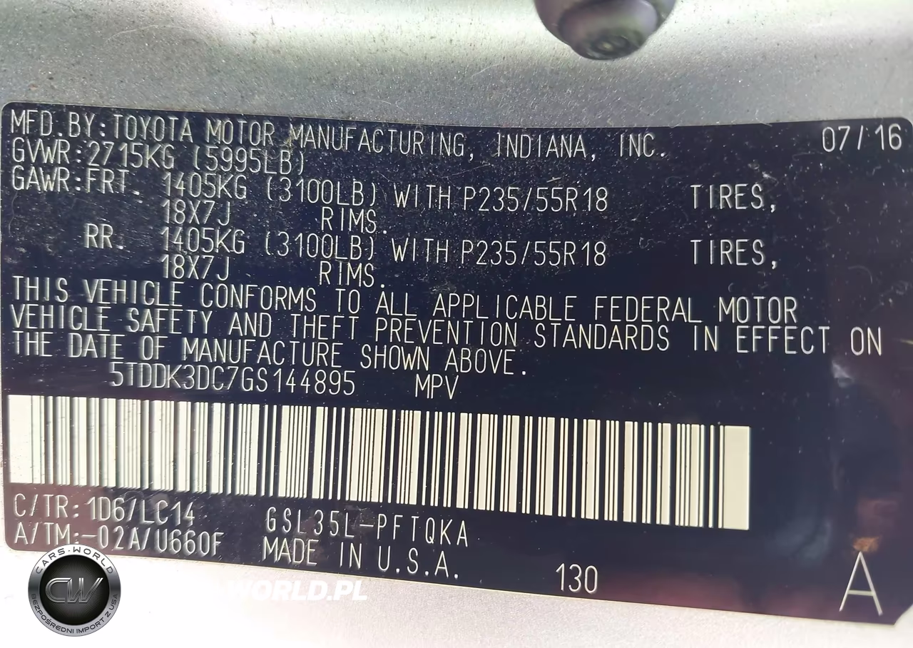 2016 Toyota Sienna Xle 7 Passenger VIN:5TDDK3DC7GS144895 - 9