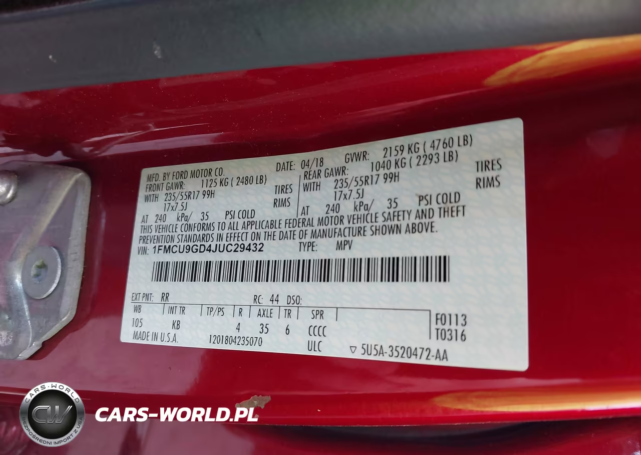 2018 Ford Escape Se VIN:1FMCU9GD4JUC29432 - 9