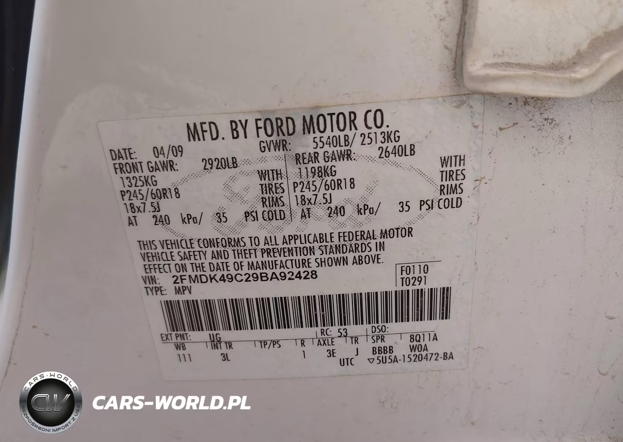 2009 Ford Edge Limited VIN:2FMDK49C29BA92428 - 9