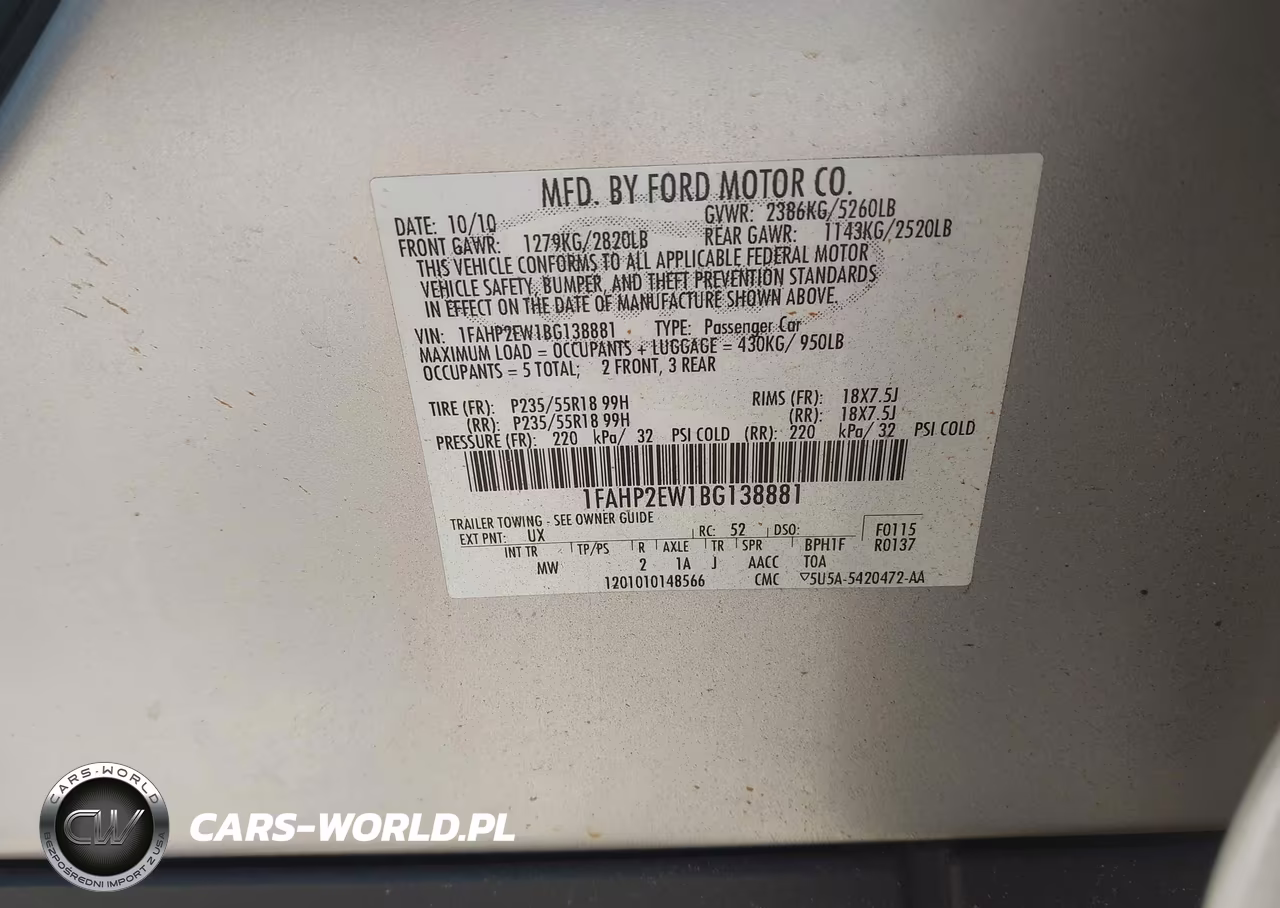2011 Ford Taurus Sel VIN:1FAHP2EW1BG138881 - 9