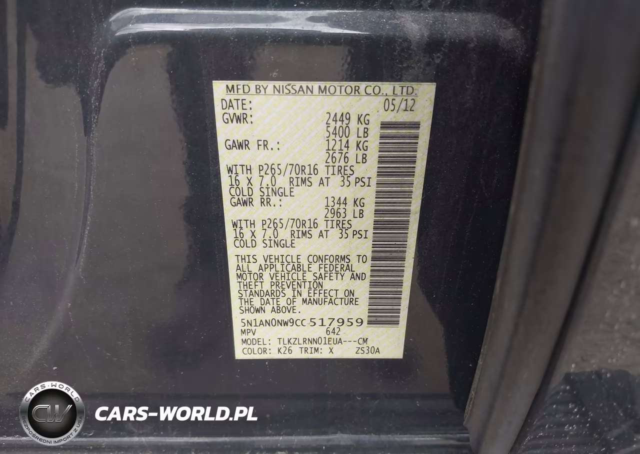 2012 Nissan Xterra S VIN:5N1AN0NW9CC517959 - 9