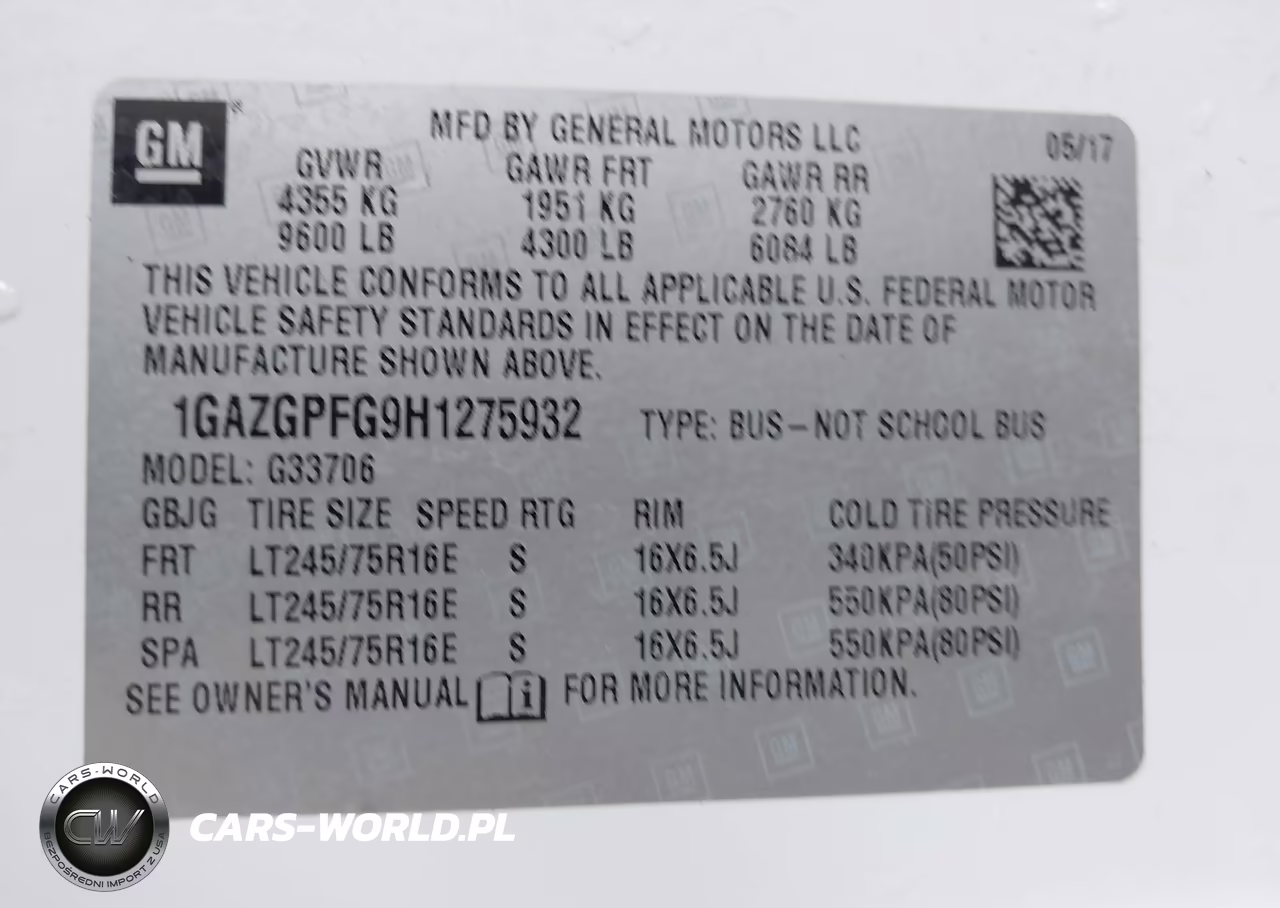 2017 Chevrolet Express 3500 Lt VIN:1GAZGPFG9H1275932 - 9