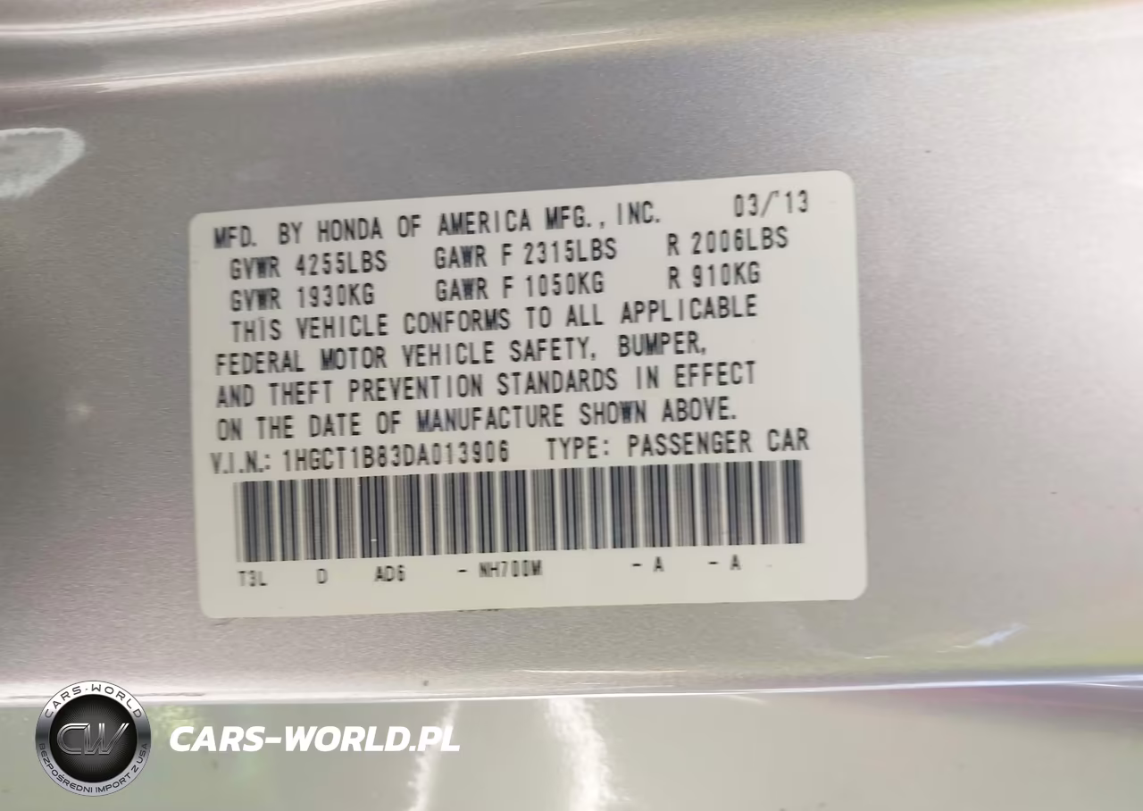 2013 Honda Accord Ex-L VIN:1HGCT1B83DA013906 - 9