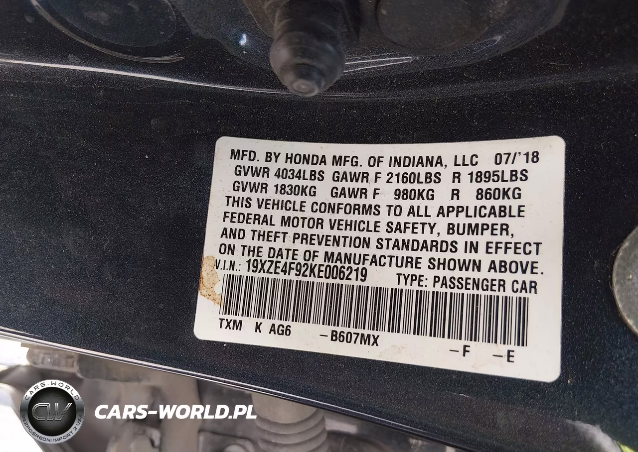 2019 Honda Insight Touring VIN:19XZE4F92KE006219 - 9