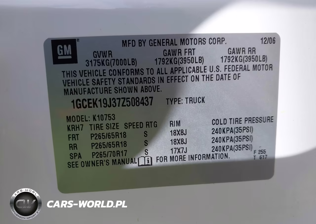 2007 Chevrolet Silverado 1500 Lt1 VIN:1GCEK19J37Z508437 - 9