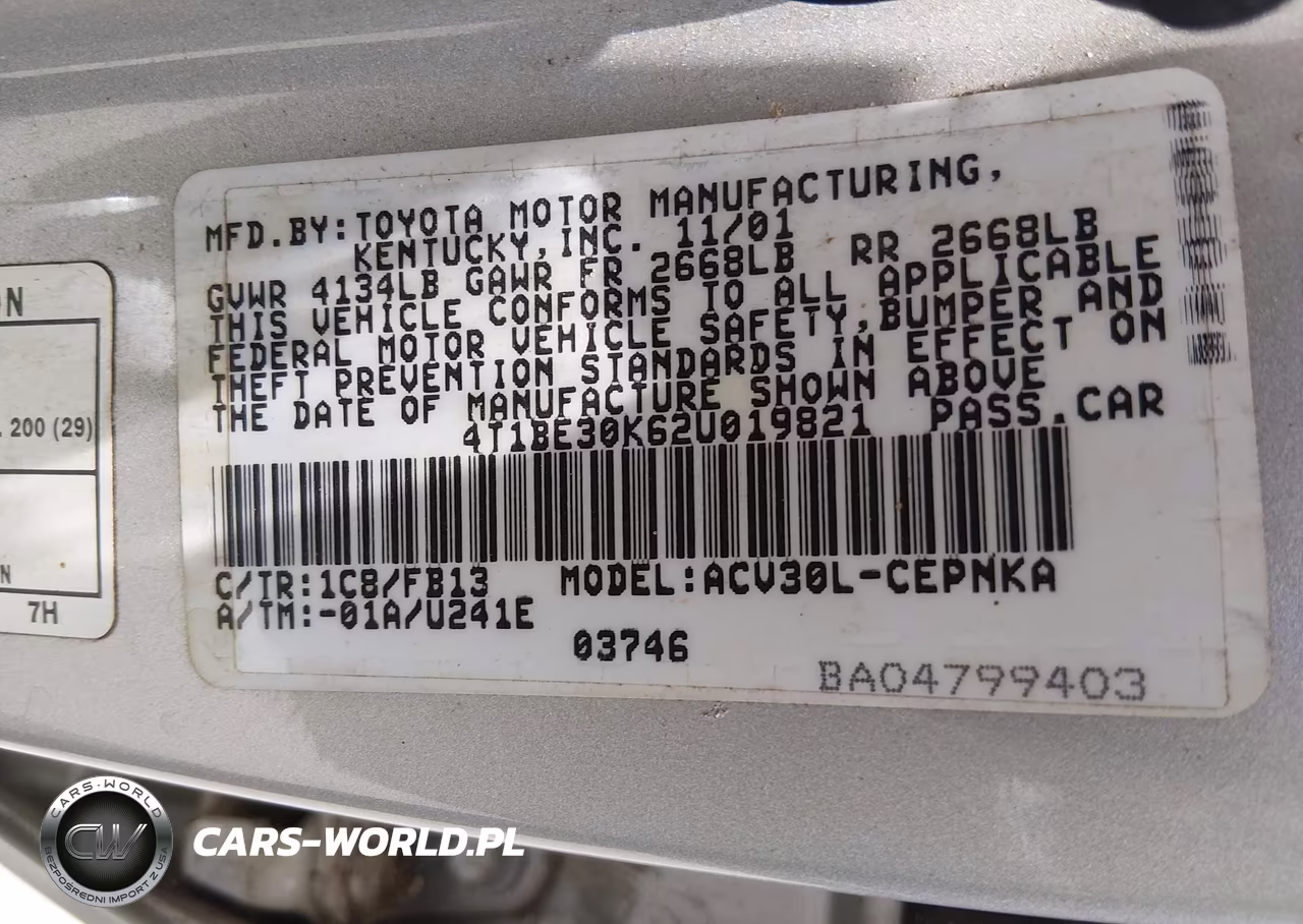 2002 Toyota Camry Le VIN:4T1BE30K62U019821 - 9