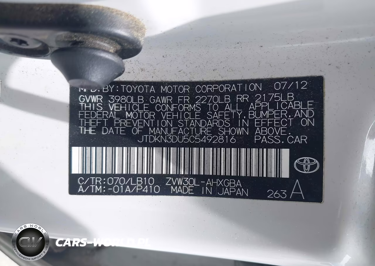 2012 Toyota Prius Four VIN:JTDKN3DU5C5492816 - 9