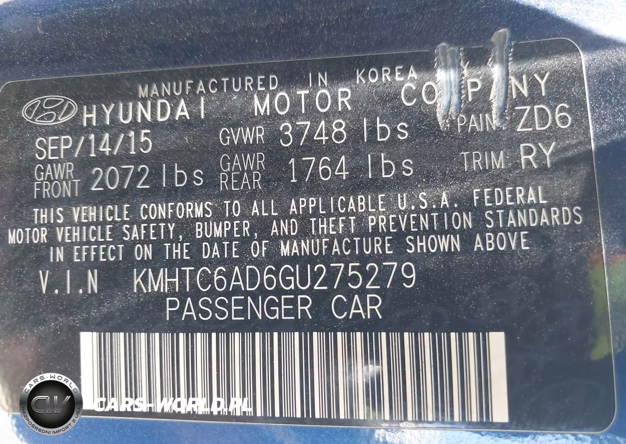2016 Hyundai Veloster VIN:KMHTC6AD6GU275279 - 9