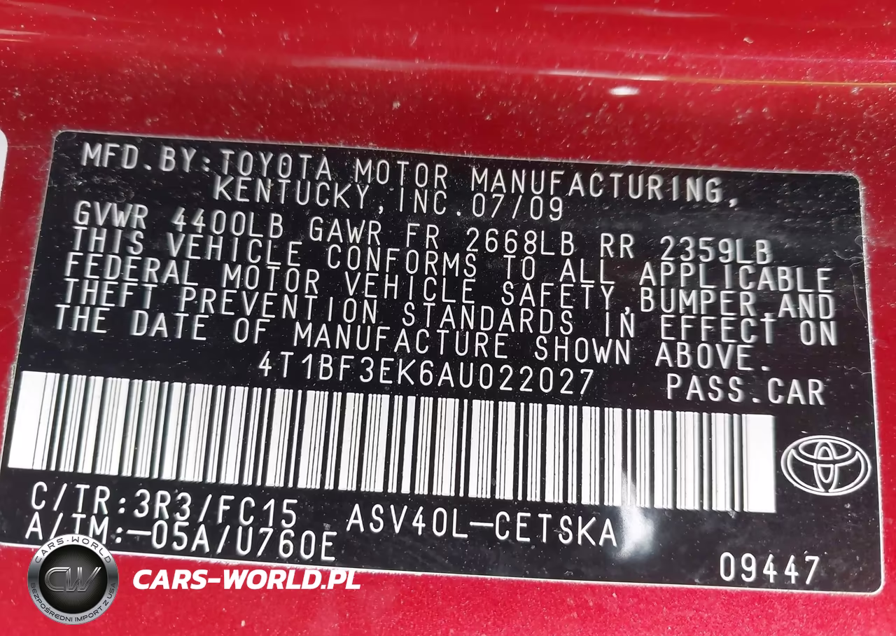 2010 Toyota Camry Se VIN:4T1BF3EK6AU022027 - 9