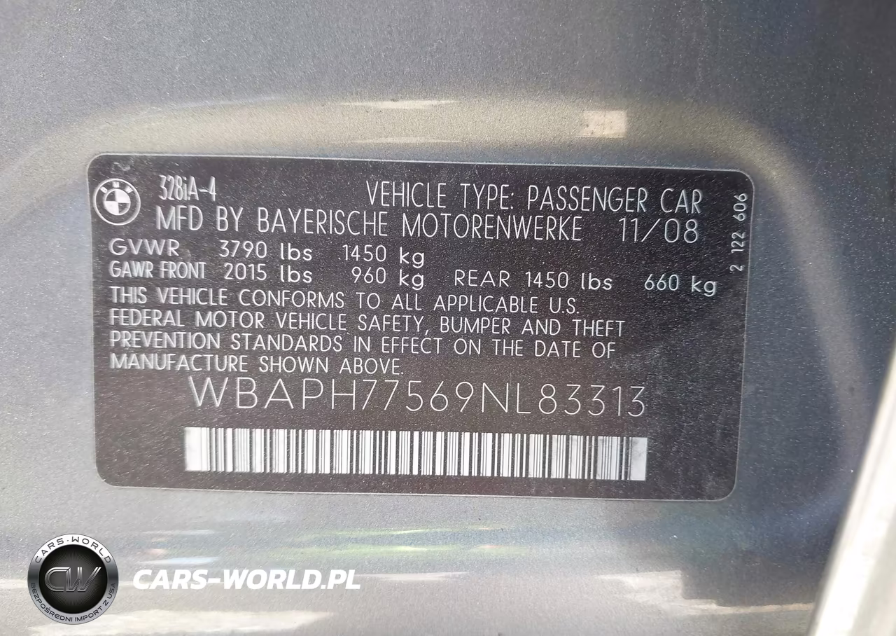2009 BMW 328I VIN:WBAPH77569NL83313 - 9