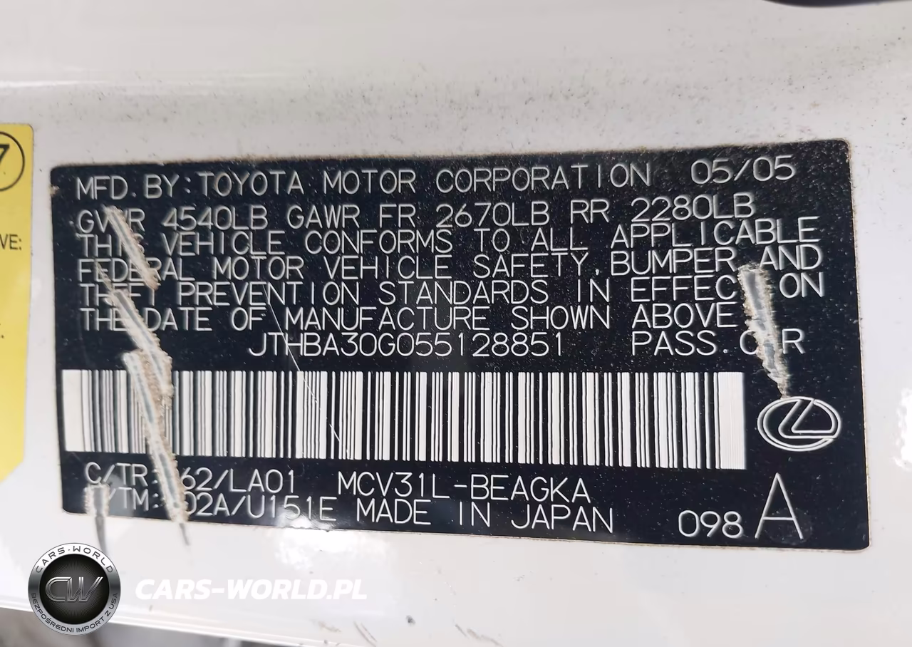 2005 Lexus Es 330 VIN:JTHBA30G055128851 - 9