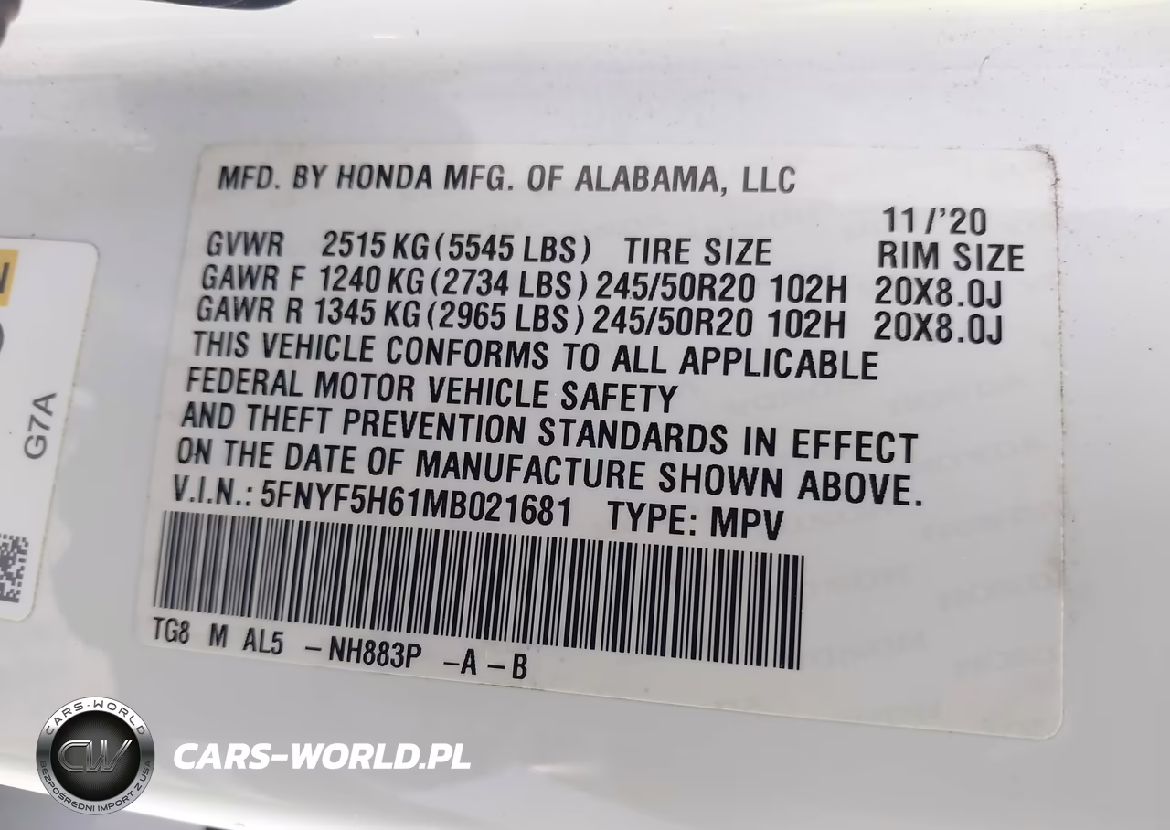 2021 Honda Pilot 2Wd Touring 7 Passenger VIN:5FNYF5H61MB021681 - 9