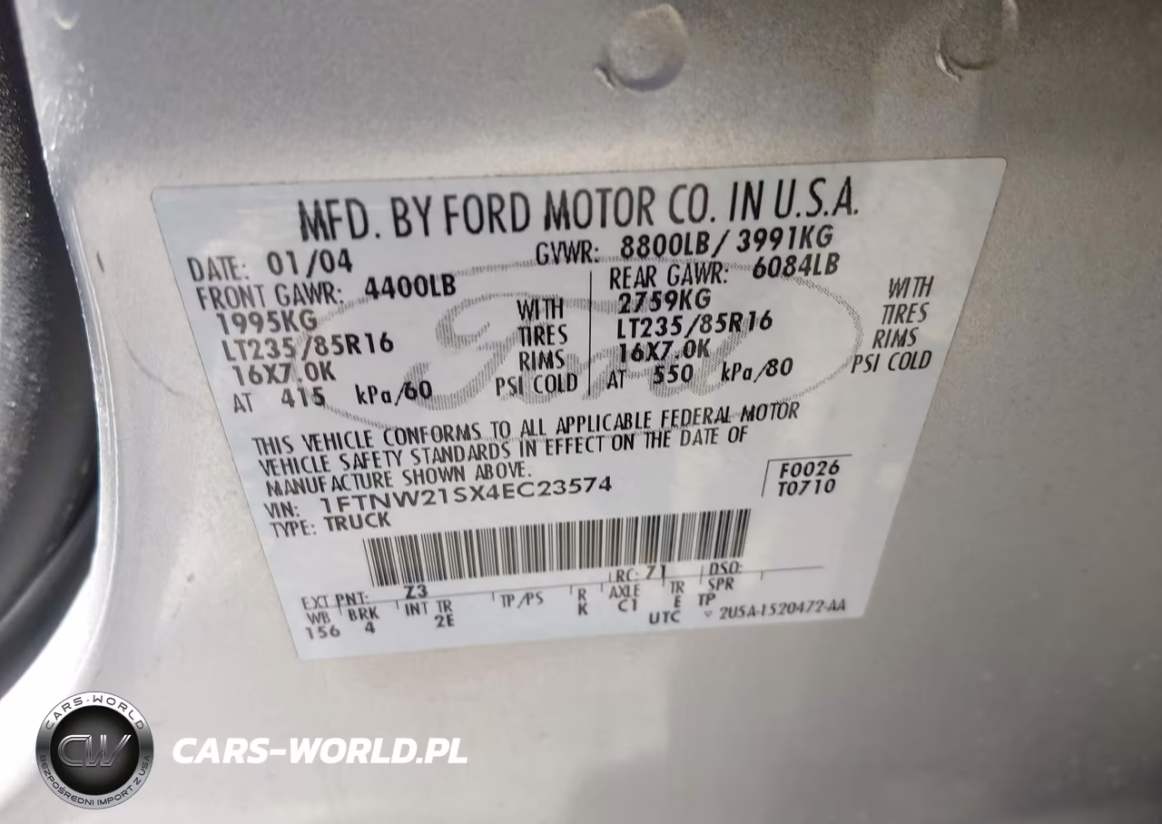 2004 Ford F-250 Lariat-Xl-Xlt VIN:1FTNW21SX4EC23574 - 9