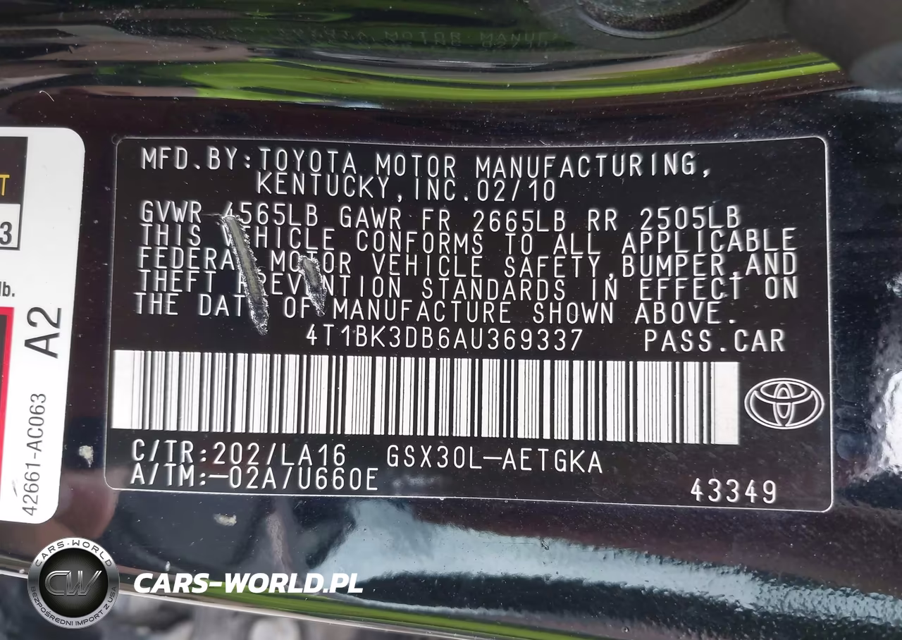 2010 Toyota Avalon Xls VIN:4T1BK3DB6AU369337 - 9