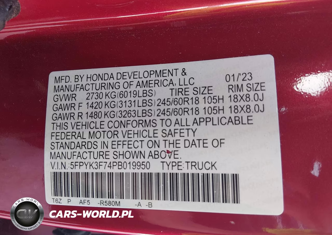 2023 Honda Ridgeline Rtl-E VIN:5FPYK3F74PB019950 - 9