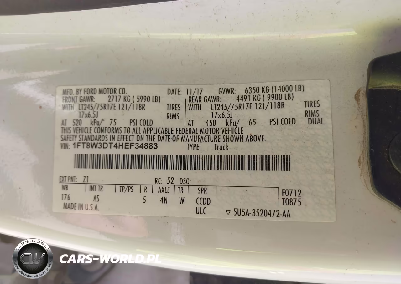 2017 Ford F-350 Xl VIN:1FT8W3DT4HEF34883 - 8