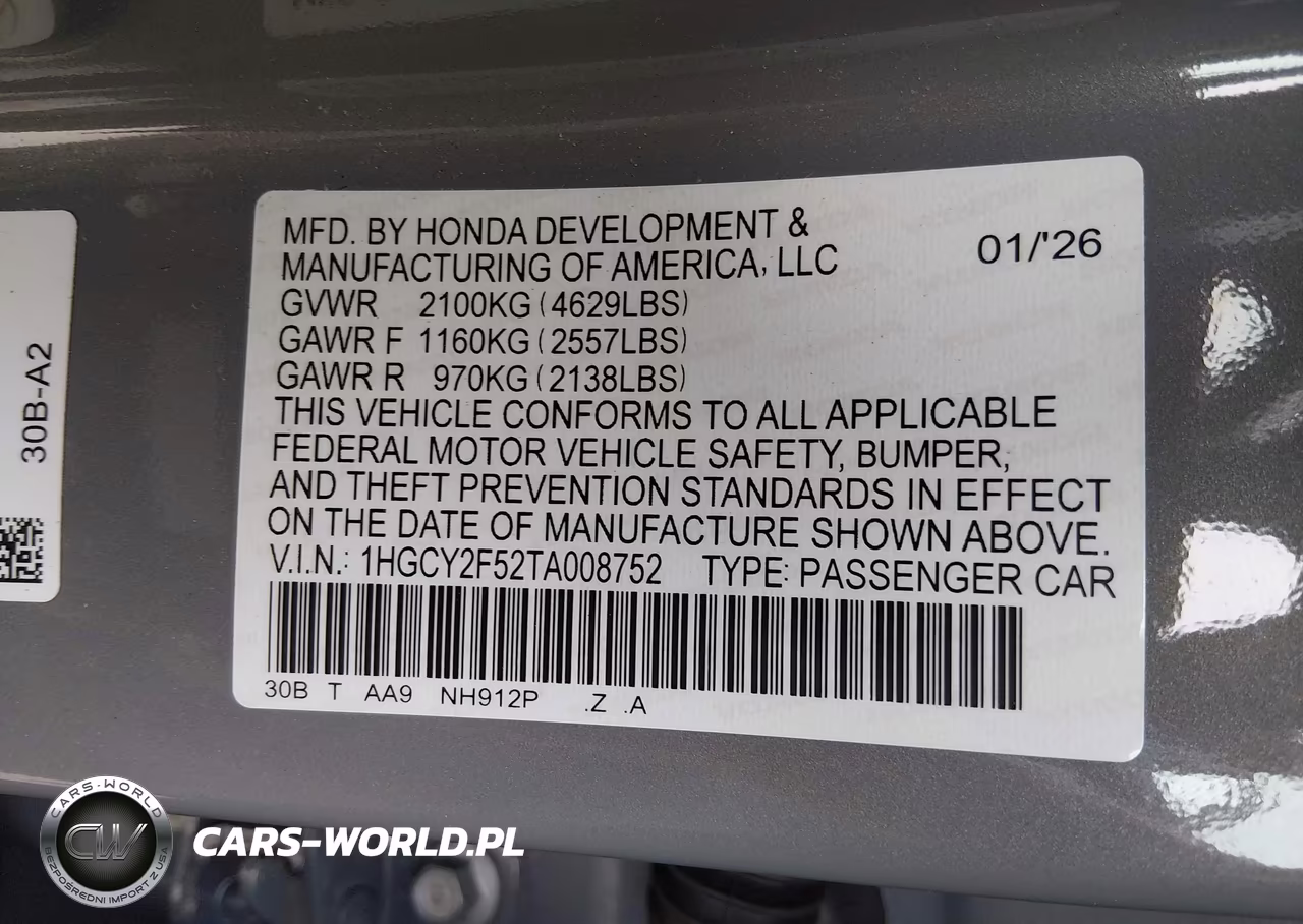 2026 Honda Accord Hybrid Sport VIN:1HGCY2F52TA008752 - 9