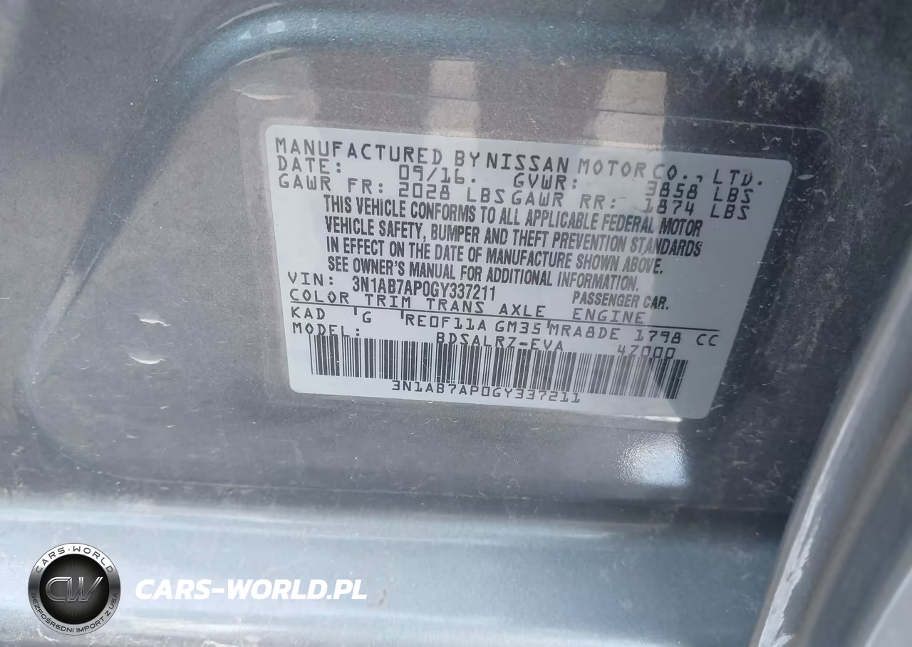2016 Nissan Sentra Sr VIN:3N1AB7AP0GY337211 - 9