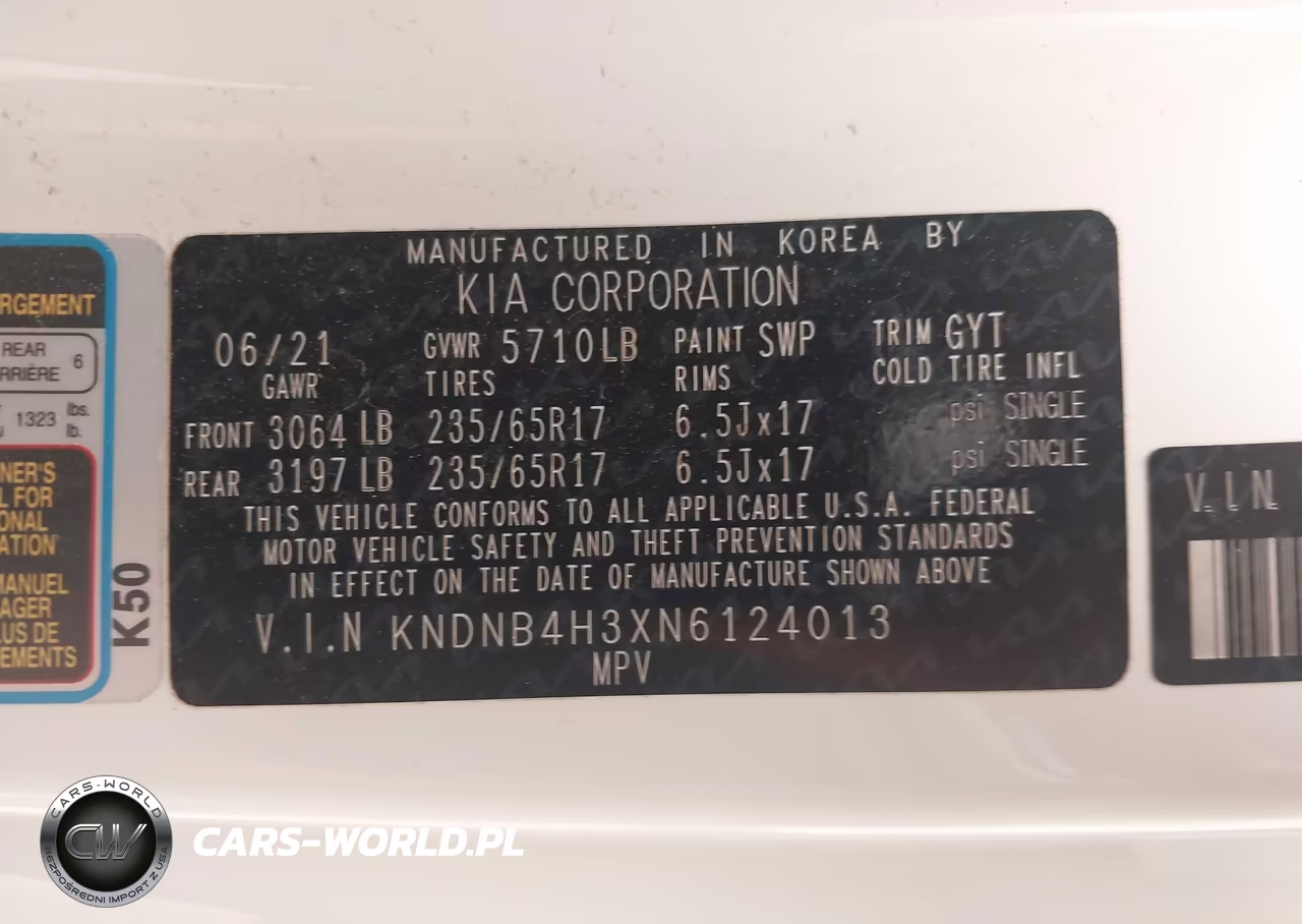 2022 Kia Carnival Mpv Lx Seat Package VIN:KNDNB4H3XN6124013 - 9