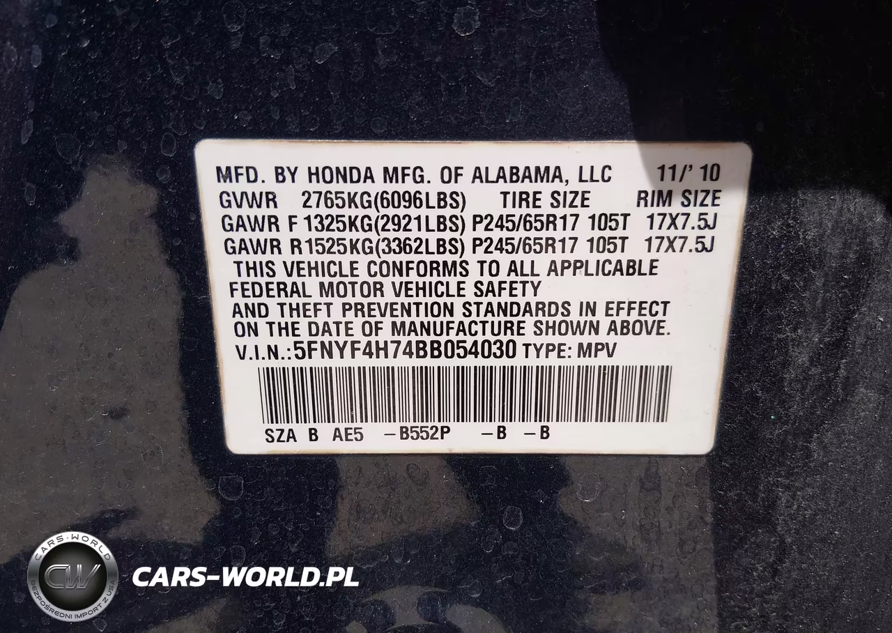 2011 Honda Pilot Ex-L VIN:5FNYF4H74BB054030 - 9