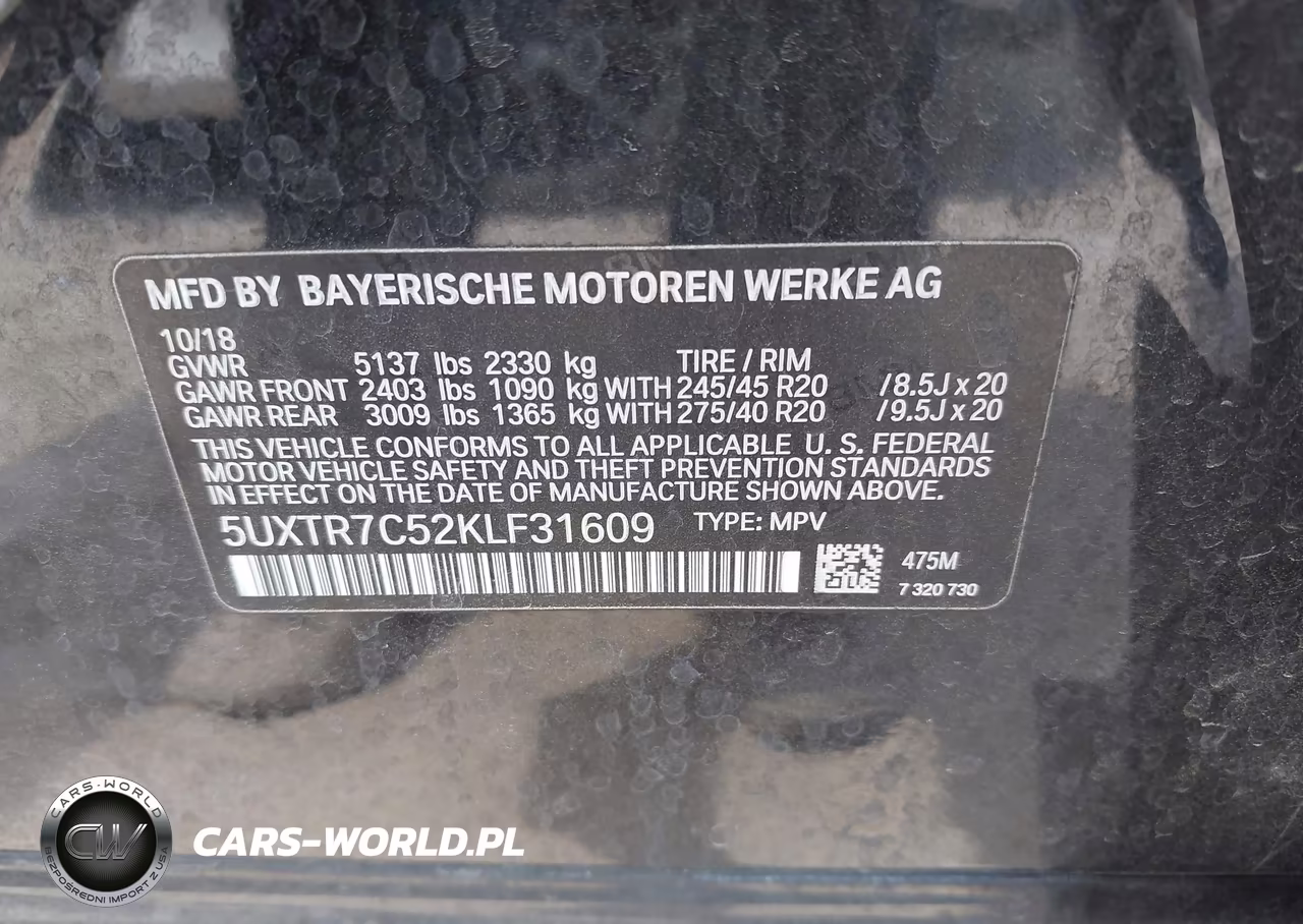 2019 BMW X3 Sdrive30I VIN:5UXTR7C52KLF31609 - 9
