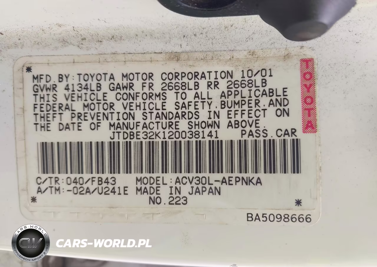 2002 Toyota Camry Le VIN:JTDBE32K120038141 - 9