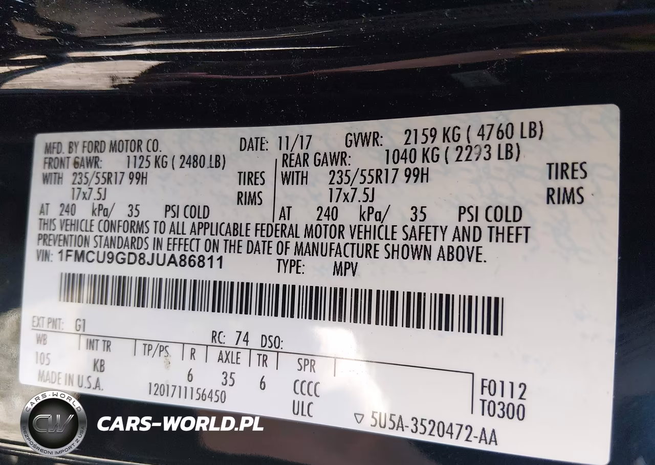2018 Ford Escape Se VIN:1FMCU9GD8JUA86811 - 9