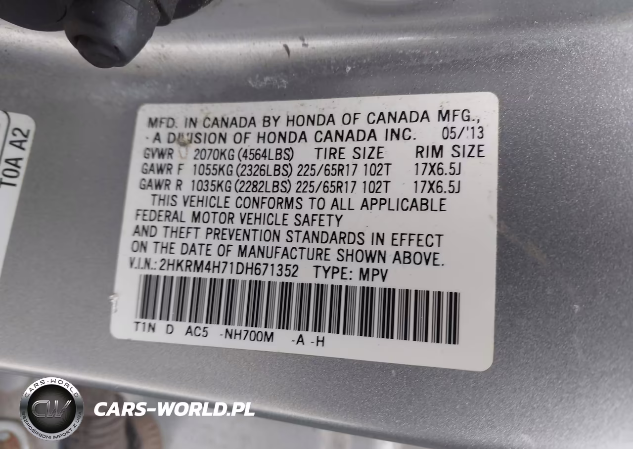 2013 Honda Cr-V Ex-L VIN:2HKRM4H71DH671352 - 9